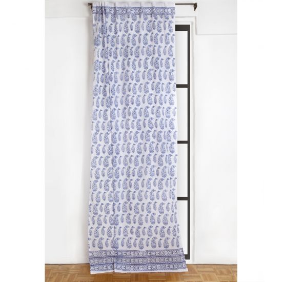 Malabar Multi-Paisley Curtain - Deep Blue